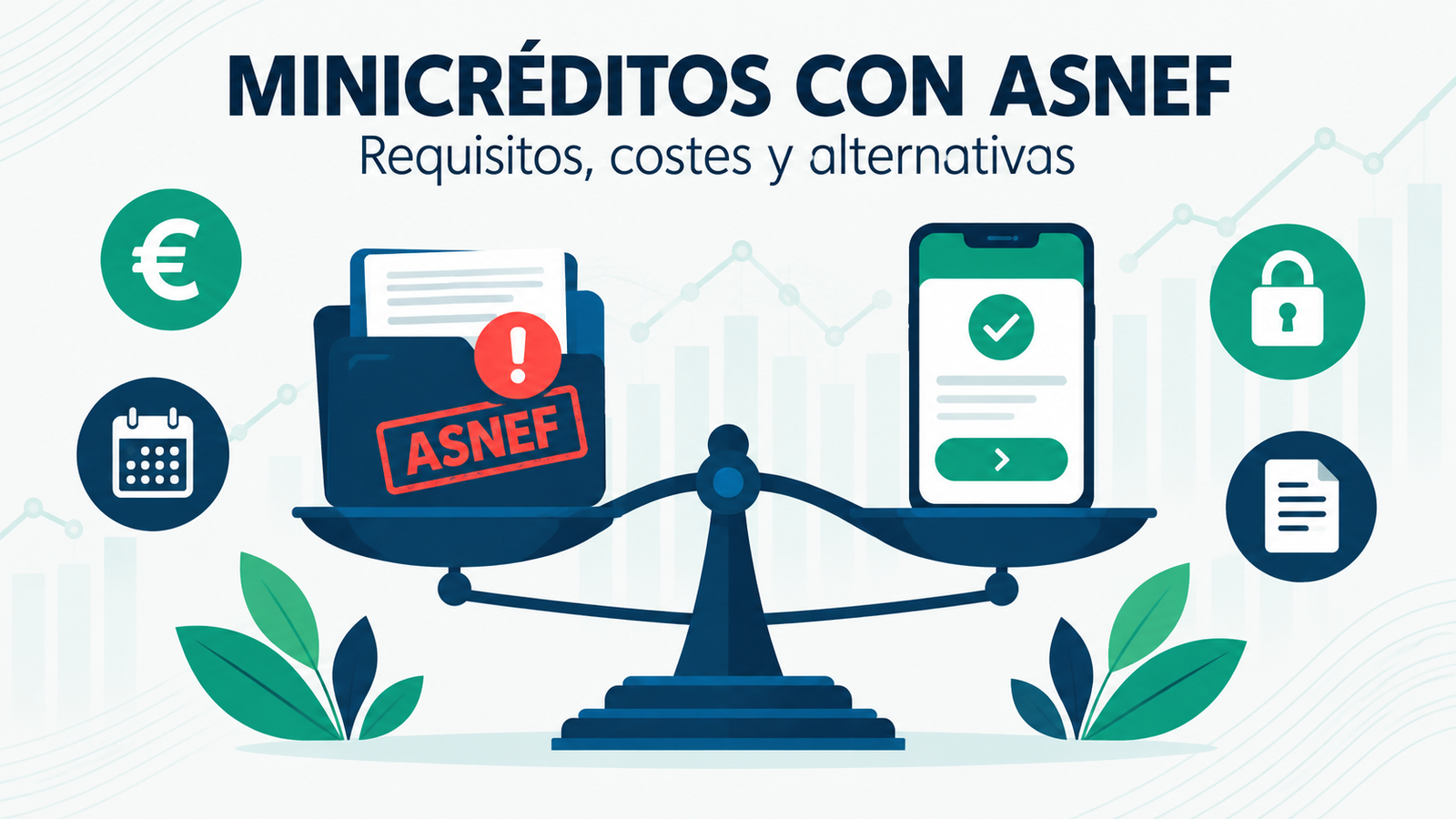 Ilustración sobre minicréditos con ASNEF: requisitos, costes y alternativas de financiación